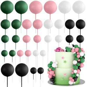 ASTARON 32 Pcs Boule G&acirc;teau Topper Mini Ballons G&acirc;teau Topper B&acirc;tons Boules en Mousse Pics &agrave; G&acirc;teau Boules D&eacute;corations de G&acirc;teau pour F&ecirc;te de Mariage Anniversaire (Rose Vert Noir) (Maursa Direct EU, neuf)