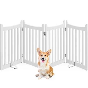 Yaheetech Barrière de sécurité sans perçage autoportante Pliable Parc pour Chien en Bois 201,5×60,5×2cm Barrière Chien Intérieur Parc Chiot Clôture pour Animaux de Compagnie (Yahee365, neuf)