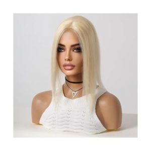 Postiche Femme Postiche &agrave; Base de soie Remy 100% naturelle, blond clair, avec cheveux clairsem&eacute;s, 12 pouces, au milieu, for femmes Postiche Cheveux Femme (zuwanguk, neuf)