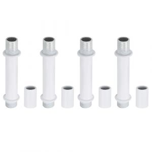 PATIKIL Kit Tige de Lampe à Tube Droit, 4 Ensemble M10 Acier au Carbone 50mm(1.97") Long Tige Filetée à Double Extrémité avec Écrous D'Accouplement Connecteur à Manchon, Blanc (PATIKIL UK, neuf)