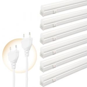 Qsmile 6 Pi&egrave;ces Neon LED 120 Cm, T5 Tube 18W 2200lm 4000K, Lampe Super Lumineuses Avec Prise Europ&eacute;enne, Reglette LED Pour Garage Cuisine Salon Chambre Salle &Agrave; Manger Atelier Couloir (Qsmile_Store, neuf)