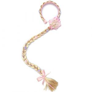 LHKJ Serre-tête de princesse tressé pour enfant - Accessoire de cheveux pour fête cosplay - Rose avec fleur (Lapetite Moi, neuf)