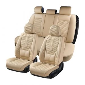 Coverado Housses de siège d'auto Ensemble Complet, Housses de siège en Cuir avec Soutien Lombaire, 5 pièces Protection de siège d'auto Avant et arrière pour Plupart des camions SUV de Voiture B-8859 (Coverado, neuf)