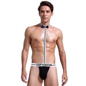 Sous-vêtements sexy pour homme, nœud papillon, string de poche, lingerie taille basse, en coton de qualité supérieure, confortable, extensible, noir, sous-vêtements sexy pour hommes, string sexy pour (EXP VISION DIRECT, neuf)