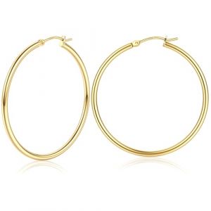 Chriscoco Boucles d'oreilles Femme Argent 925 Hypoallerg&eacute;nique Creoles Argent Femme Creoles Plaqu&eacute; Or 14K Boucle d'oreille Cr&eacute;oles 15/20/25/30/40/50/60/70MM (TOIMOI JEWELRY, neuf)