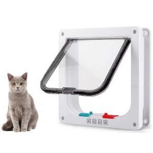 iPobie Porte pour Animaux de Compagnie, Chatière pour Chat, Entrée et Sortie Contrôlable, Matériau ABS (Blanc), M (Aquarian Ventures., neuf)