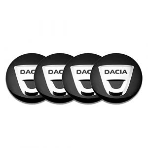 DBFDAQ 4 Pi&egrave;ces Cache-moyeux Centre Enjoliveurs Autocollant, pour Dacia Duster Logan Sandero Lodgy Stepway Mcv 56mm Voiture Capuchons Couverture Sticker D&eacute;coration Accessoires with Logo, Black (ZhouHaiDeDian, neuf)