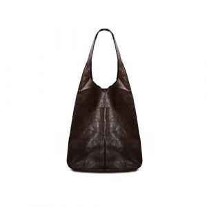 NICOLE & DORIS Sac Cabas Femme Sac de Shopping élégant Sac Fourre Tout Grand Sac à Bandoulière Classique Vintage Sac Epaule en Cuir Souple Grand Sac a Main Pliable Café (LOTSLOT OÜ, neuf)