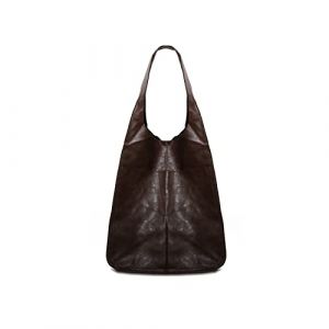 NICOLE & DORIS Sac Cabas Femme Sac de Shopping élégant Sac Fourre Tout Grand Sac à Bandoulière Classique Vintage Sac Epaule en Cuir Souple Grand Sac a Main Pliable Café (ELITE RACE LTD, neuf)