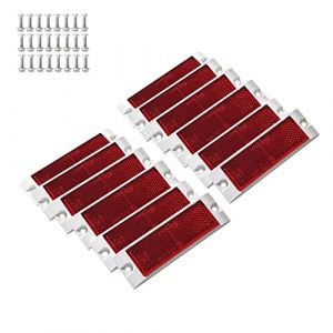 Feuunly 12 Pi&egrave;ces Catadioptre Remorque Rouge Rectangulaire, Catadioptre Visser Rectangulaires Rouge, Catadioptre Rouge pour Remorque Voiture Caravanes Machines Agricoles Bicyclette Tracteur (Rouge) (Feuunly, neuf)