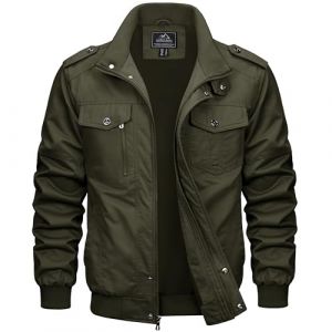 MAGCOMSEN Veste Militaire Homme, Cargo d'extérieur Mi-Saison Pour, Coupe-Vent, Pour le Printemps Décontractée en Coton, Col Montant, Veste de Travail à Poches Multiples (MAGCOMSEN SHOP, neuf)