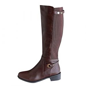 KQIVAM Bottes Mollets Larges Extensible Brogues Femme Avec &Eacute;clair Lat&eacute;rale Steampunk Gothique Femme Mode Cuissardes Talon Aiguille &Eacute;l&eacute;gantes Tendance Confort Chic Bottines &agrave; la Cheville Femmes (⭐⭐⭐⭐⭐KQIVAM, neuf)