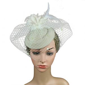 Bibi pour filles et pilulier pour femme - Chapeau de f&ecirc;te - Bandeau - Blanc - Taille unique (INBHUL, neuf)