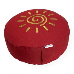 maylow Yoga mit Herz&reg; Coussin de m&eacute;ditation de qualit&eacute; sup&eacute;rieure - Broderie Shanti soleil - Housse lavable - Coussin int&eacute;rieur en vannure d'&eacute;peautre bio - Diam&egrave;tre : 33 cm - Hauteur : 15 cm (maylow Yoga mit Herz&reg;, neuf)
