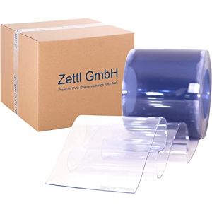 Zettl GmbH Rouleaux de bandes en PVC, 2x200 mm, 25 m, transparentes, &agrave; utiliser comme rideaux &agrave; bandes/rideaux &agrave; lamelles, rideaux industriels, r&eacute;sistants aux intemp&eacute;ries et aux conditions climatiques (godirect24, neuf)