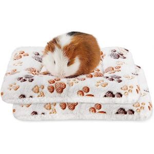 Amakunft Lot de 2 tapis de lit lavables, doux et moelleux en polaire pour cochon d'Inde, pour petits animaux, lapin, rat, h&eacute;risson, chinchilla (32 x 25 cm) (Hyihe, neuf)