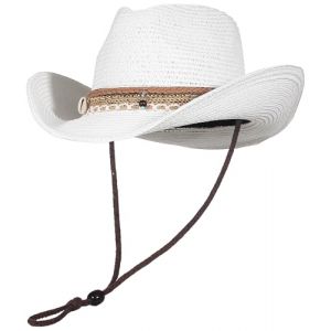 EOZY Chapeau de Paille &agrave; Large Bord pour Femme - Chapeau de Cowboy - Chapeau de Soleil d'&eacute;t&eacute; - Chapeau de Plage, Blanc #1., 57 (Ju Bao, neuf)