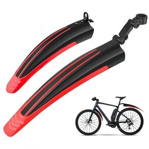 Ledeak Garde-Boue de Vélo, Montagne Cyclisme VTT Route Réglable Universelle Epaissir Elargir Les Ailes Avant Garde-Boue Arrière pour Selle de Single Speed Vélo Fixie Urbain Gravel Bike (Rouge) (Deeying, neuf)