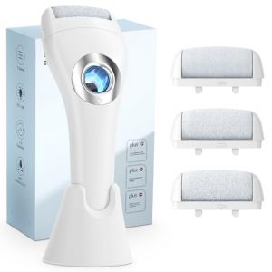 AOMEES Râpe électrique améliorée pour callosités - Rechargeable - Avec 3 vitesses - 3 rouleaux interchangeables - Étanchéité IPX7 - Kit de soin des pieds pour éliminer les callosités (Vinvce-EU, neuf)