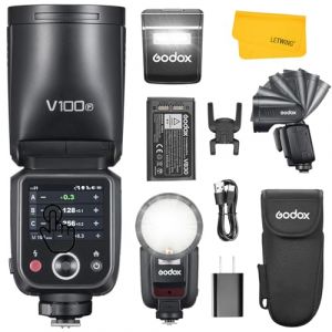 GODOX V100 F V100F Flash pour Appareil Photo Fujifilm, 100Ws TTL 2.4G sans Fil Fuji Speedlite HSS 1/8000s, 400 Flashs &agrave; Pleine Puissance, Lampe de Mod&eacute;lisation LED, Flash Externe pour Photographie (Letwing Digital Studio, neuf)