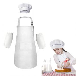 EIYVUAL Tablier pour enfants avec sangle r&eacute;glable pour gar&ccedil;ons et filles,Tablier Enfant + Chapeau de Chef + manches, Tablier de Cuisine R&eacute;glable pour Enfants pour la Cuisson au Four Peinture 7-13 Ans (Luyi LiDE, neuf)