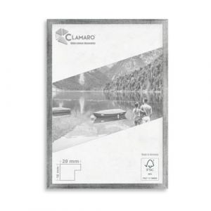 CLAMARO "COLLAGE 20" Cadre photo 70x100 fabriqu&eacute; &agrave; la main sur mesure | Argent essuy&eacute; | Cadre photo moderne en bois MDF de conception slim de 20 mm de largeur, incluant verre acrylique, panneau (Clamaro, neuf)
