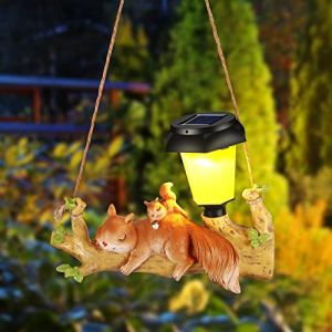 Statue Jardin Exterieur, Étanche Résine Figurine Écureuil de Jardin avec Solaire Lampes, Statue Animaux pour Jardin Solaires en Plein Air,Lampe de Jardin Solaire écureuil pour Pelouse,Terrasse,Cour (Xisheng Shop, neuf)