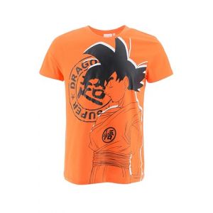 Dragon Ball Z T-Shirt pour Hommes et Adolescents - Goku Manches Courtes en Coton Doux (FR/ES, Alpha/Lettres, S, Taille Normale, Orange) (La Esencia, neuf)