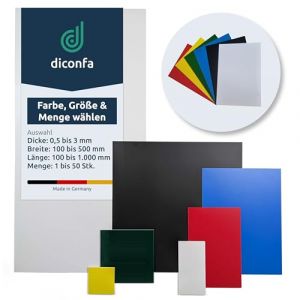 diconfa plaque plastique polystyrène PS - CHOISIR LA COULEUR - épaisseur : 0,5mm à 3mm - taille : 100x100mm à 500x1000mm ==> 500x500x3mm, noir, 2 pièces - Bricolage Modélisme Enseignes (diconfa, neuf)