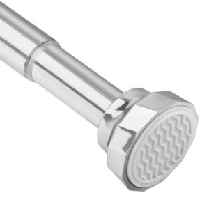 Tringle à rideau de douche sans perçage, Ø 25 mm, extensible, argent, 73-195 cm, pour douche, salle de bain, balcon, porte (Fortune-us, neuf)