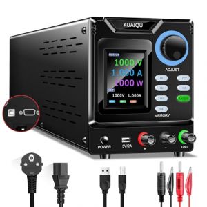 KUAIQU Alimentation de Laboratoire 1000V 1A Haute Tension Alimentation Laboratoire Programmable avec M&eacute;moires/OUTPUT/Encodeur/LOCK, Alimentation Stabilis&eacute;e avec Logiciel/&Eacute;cran Couleur LCD/Port de USB (kuaiqu Official EU, neuf)