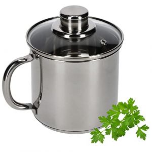 Marmite haute KADAX avec couvercle en verre &eacute;tanche, 1,2L, marmite en acier inoxydable avec poign&eacute;e confortable, casserole, couvercle avec trou &agrave; vapeur, casserole, passe au lave-vaisselle (argent) (KADAX, neuf)