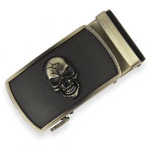 Glamexx24 Boucle de ceinture Hommes Ceinture Boucle de Remplacement Cliquet Automatique Boucle de Ceinture Accessoires Convient pour Largeur 35mm Ceinture, Marron avec motif tête de mort, taille (Glamexx24®, neuf)