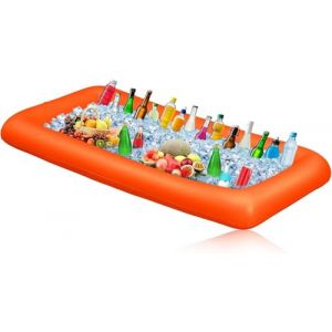 Porte-gobelet Gonflable 2 en 1 - Plateau Flottant - 8 Trous - Grande capacité - Porte-gobelet de Piscine Gonflable - Porte-gobelet Flottant (Orange) (YIFANG001, neuf)