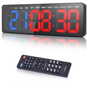 Manoive Timer Sport Minuteur Fitness, 16.5" Grand Ecran Timer, Horloge, Chronom&egrave;tre, Minuteur Fitness Mural avec T&eacute;l&eacute;commande, Volume&Luminosit&eacute; R&eacute;glable,pour Home Gym Garage Entra&icirc;nement (Klamm, neuf)