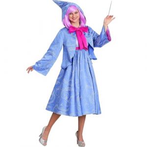 Costume de f&eacute;e de marraine pour femme - Cape de luxe - Avec capuche - Ensemble Disney Cendrillon - Pour Halloween, les f&ecirc;tes, le cosplay, le carnaval - Bleu - Taille L (qinchunyou, neuf)