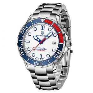 Pagani Design - Mod&egrave;le 007 - Montre pour homme &agrave; mouvement automatique NH35 avec lunette rotative en c&eacute;ramique - Montre en acier inoxydable, &eacute;tanche, &agrave; remontage automatique (Trendy Watches Store, neuf)