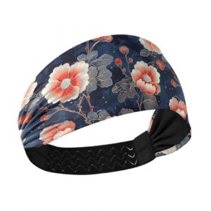Ukiyoe Bandeau élastique anti-humidité pour femme Bleu foncé Rouge Doré Paillettes Guimauve Pour Tennis Yoga Maquillage Gym (YaoPengL, neuf)