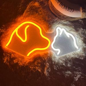Panneau néon LED super lumineux en acrylique fait à la main pour chien, chat, taille 40 x 19,8 cm, joli panneau néon pour vitrine, magasin, bar à bière, boîte de nuit, cadeau d'ouverture (VVKOWSG, neuf)