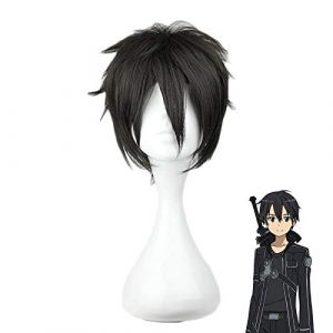 Épée Art en ligne Kirigaya Kazuto perruque Cosplay Costume SAO Kirito hommes femmes court noir synthétique cheveux fête jeu de rôle perruques WIG-217A (good stuff A, neuf)