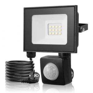 Litglobe 10W Projecteur LED Ext&eacute;rieur avec D&eacute;tecteur de Mouvement,3000K Blanc Chaud Spot LED avec Prise & 145cm C&acirc;ble,1000LM IP66 &Eacute;tanche Eclairage Exterieur,Luminaire Exterieur pour Jardin Garage (weyait, neuf)