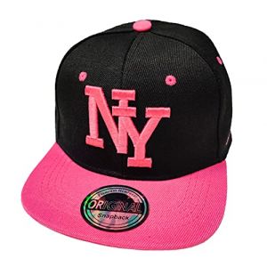 J26 - NY - Casquette de Baseball pour enfant - Fermeture Snapback, Schwarz Pink, Taille unique (JameStyle26, neuf)
