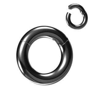 NewkeepsR 4.0mm Épaisseur 14mm Noir Acier Chirurgical 316L Septum Articulé Clicker Segment Nez Hélice Daith Cartilage Boucles d'Oreilles (NewkeepsR piercing, neuf)