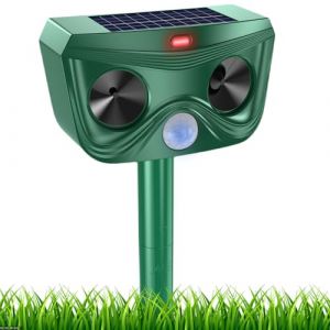 Répulsif Chat Ultrason, Repulsif Chat Exterieur Solaire,Répulsif Ultrason Anti Rongeurs Étanche avec Détecteur de Mouvement pour Jardin Cour Contre Les Anti Chats Chiens Souris Ratons Renards (Suchenkeji, neuf)