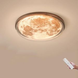 AoLa Plafonnier LED Lune intensit&eacute; variable avec t&eacute;l&eacute;commande Lampe Lune 3D Plafonnier moderne Chambre d'enfant Gar&ccedil;on Fille Chambre de b&eacute;b&eacute; Lampe d&eacute;corative Design rond pour chambre &agrave; coucher,40CM (⭐⭐⭐⭐⭐ AoLa, neuf)