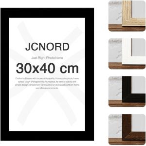 JCNORD Cadre Photo en Bois MDF Noir de 30x40 cm Avec Verre Plexi Incassable | Cadre Photo Moderne Pour Murs et Tables (Frame more, neuf)