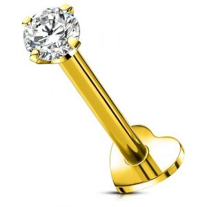 OUFER Body Piercing H&eacute;lix Avant avec Filetage Interne Stud Labret en Or pour L&egrave;vre 16G Bijou de Piercing pour L&egrave;vre 5/6/8/10/12mm Barrette Conque Tragus en Titane Boucles d'Oreilles &agrave; Dos Plat (OUFER Body Piercing, neuf)