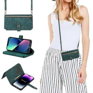 GoodcAcy Coque pour Samsung Galaxy S24 Plus avec Cordon,Etui Samsung Galaxy S24 Plus,Flip Portefeuille &Eacute;tui en Cuir,[9 Porte Cartes],R&eacute;glable Collier Housse Etui Rabat Case - Vert (TENGLAN, neuf)