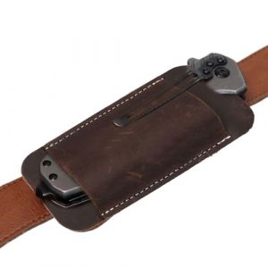 Gaine De Couteaux en Cuir, &Eacute;tui Couteau Pliant Ceinture, Gaine De Couteaux Faits &Agrave; La Main pour Ceinture, &Eacute;tui De Couteau De Poche, Horizontal De 2,3x5 Pouces pour Camping Chasse (Leasuny, neuf)