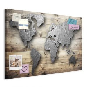 murando - Tableau &agrave; &Eacute;pingles et Peinture sur Toile Combin&eacute;s 120x80 cm - Avec Crochets Clous et Punaises Argent&eacute;es - Panneau en Fibres pour Notes et Affichage - Carte du monde k-C-0033-v-a (murando, neuf)